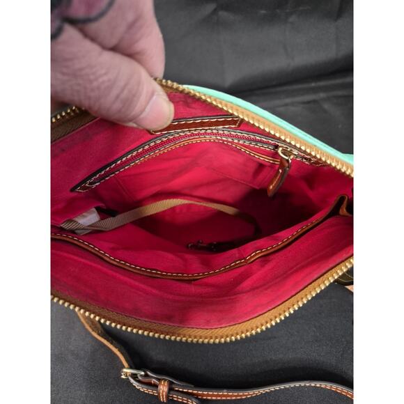 Dooney & Bourke Pebble Grain Crossbody Purse, Green Leather With Matching Clutch - Picture 10 of 16